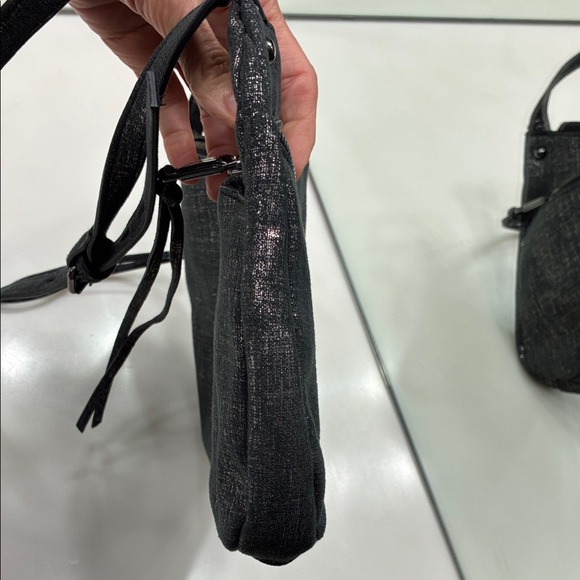JOE’S JEANS BLACK /SILVER METALLIC FABRIC CROSSBODY BAG EUC - Picture 11 of 11